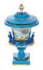 Dresden Covered Urn Blue with Romantic courting gold