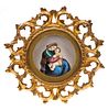 Painted Porcelain Plaque in Gold Gilded Frame Mother