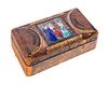 1700's Leather covered Box with Enameled Plaque