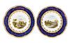 Pair signed French Porcelain plates Alnwick Castle,
