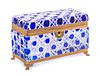 Blue cut to clear Glass Casket with Bronze Mounts