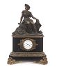 Bronze and Marble Perrelet Et Fils Hgers Statue Clock