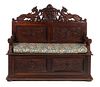 Antique Horner Mahogany Wing Griffin Hall Seat Bench