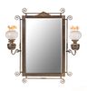 Brass Victorian Mirror with Oil Lamps