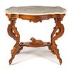 Walnut Victorian Marble Turtle Top Dog Table
