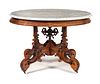 Walnut Victorian Oval Marble Top Table