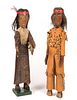 Two Early Wooden Folk Art Native American Indians