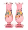 Victorian Pink Bristol Glass Vases