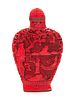 Signed Chinese Faux Cinnabar Carved Snuff Bottle