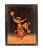 Marquetry Inlaid Wooden Plaque Dancing Gypsies