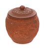 Japanese Tokoname Red ware Covered Pot
