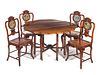 5 Pc Signed Chinese Mirrored Geisha Table & Chairs