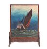 Oriental Carved Fire screen with Chinese Sailing Vessel