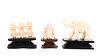 3 Miniature Ivory Okimonos Carvings