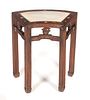 Chinese Signed Rosewood Marble Top Table