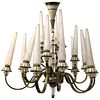 French Art Deco Sevres Bronze and Glass Chandelier
