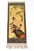 Chinese Silk Wall Hanging w Cranes & Florals