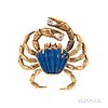 18kt Gold and Hardstone Crab Pin