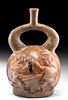 Moche Pottery Stirrup Jar with Battle Scene