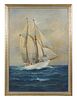 JOE SELBY, Oil on Board Yacht Painting