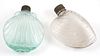 (2) Glass Clam Sea Shell Whiskey Hip Flask