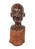 Folk Art Carved Hardwood Bust, African American