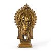 SOLID BRASS LORD SHIVA RIDING ON BULL WITH NAGA SHRINE