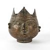 19TH C. BRONZE INDIAN CUP WITH ETCHED FACE