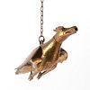 19TH C. ASIAN BRONZE BIRD VESSEL ON CHAIN WITH HOOK