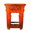 19TH C. ELM WOOD CHINESE SIDE TABLE WITH 2 DRAWERS
