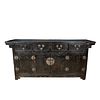 LATE 1800s BLACK LACQUER ELM WOOD CHINESE COFFER