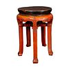 19TH CENTURY 5-LEGGED CARVED WOODEN ROUND STOOL, CHINA