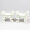 Pair of Baroque Style Painted Tabourets, Modern