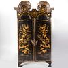 Chinese Export Black Lacquer and Parcel-Gilt Armoire