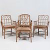 Set of Four Faux Bamboo Armchairs