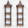 Pair of Twig Pagoda Form Hanging Shelves