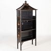 Regency Style Black Painted and Parcel-Gilt Pagoda Bookcase