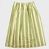 Group of Green and Cream Silk Striped Curtains