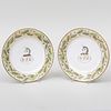 Pair of Coalport Porcelain Plates with Monograms and Unicorn Crests