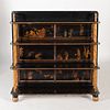 Early Victorian Black Painted and Parcel-Gilt Bookshelf