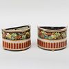 Pair of English Iron Red Ground Porcelain Bough Pots