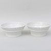Pair of Italian White Glazed Porcelain Bowls with Reticulated Rims