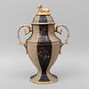 Regency Faience Painted and Parcel Gilt Urn and Cover