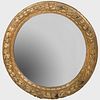 Victorian Style Carved  Giltwood Circular Mirror