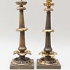 Pair of William IV Style Ormolu and Bronze Lamps