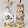 Two Cream Ground Decoupage Lamps