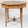 Victorian Painted Faux Bamboo and Leather Octagonal Table