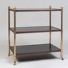 Brass and Leather Three Tier Table, Modern