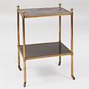 Two Tier Brass-Mounted Black Lacquer and Parcel-Gilt Side Table, Modern