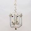 Contemporary Porcelain Mounted Painted Tin Four Light Hall Lantern